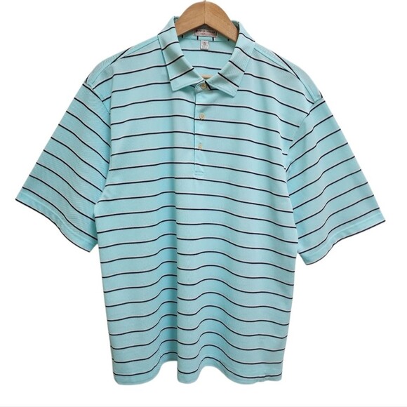 Peter Millar Summer Comfort Polo Shirt Mens XL Blue Striped Performance Golf - Picture 1 of 6